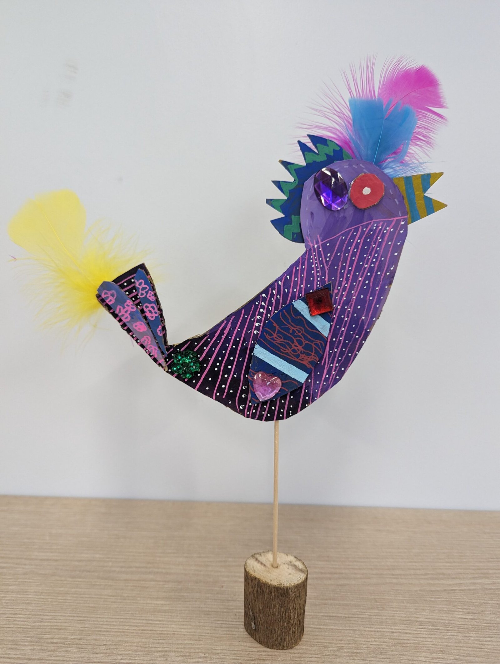 Fancy Birdy Cardboard collage | Totnes Kids Art Club