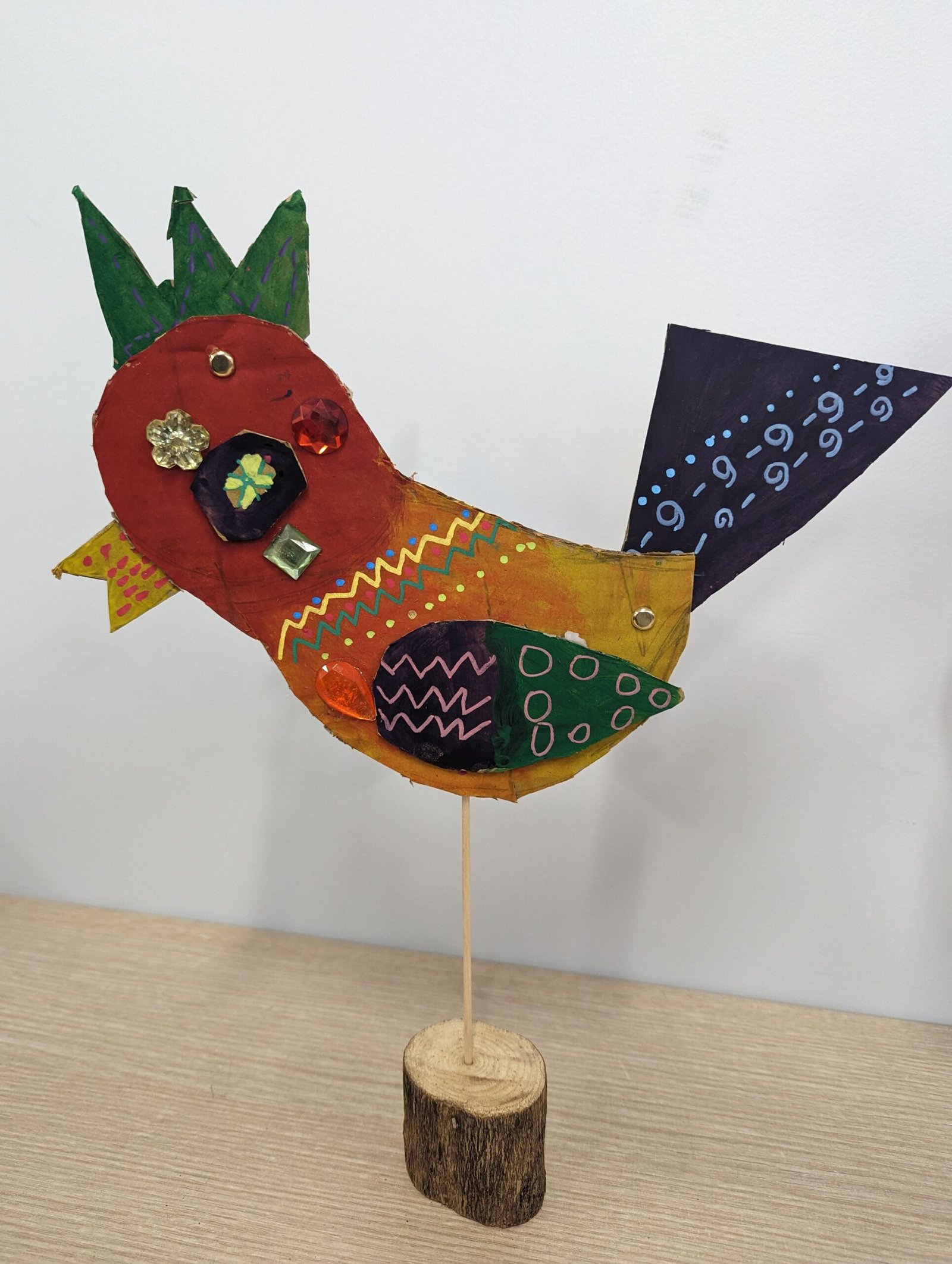 Fancy Birdy Cardboard collage | Totnes Kids Art Club